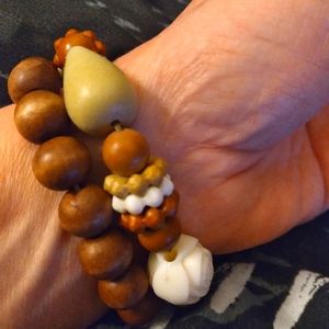 2 wood chakra bracelets